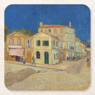 Vincent van Gogh - Gulten House / The Street Underlägg Papper Kvadrat
