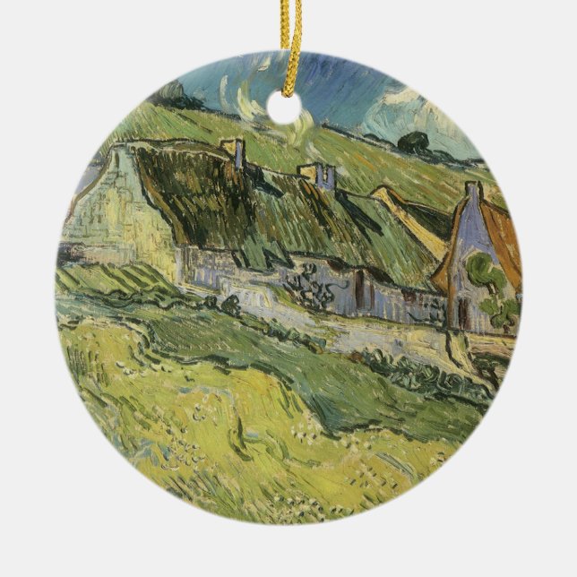 Vincent van Gogh - Halmtäckta stugor Julgransprydnad Keramik (Framsidan)