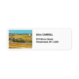 Vincent van Gogh - Harvest at La Crau Returadress Etikett