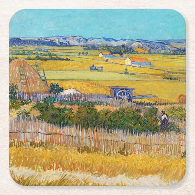 Vincent van Gogh - Harvest at La Crau Underlägg Papper Kvadrat (Framsidan)