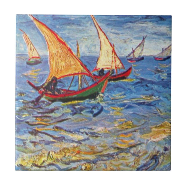 Vincent Van Gogh - Havet vid Saintes Maries Kakelplatta (Framsidan)