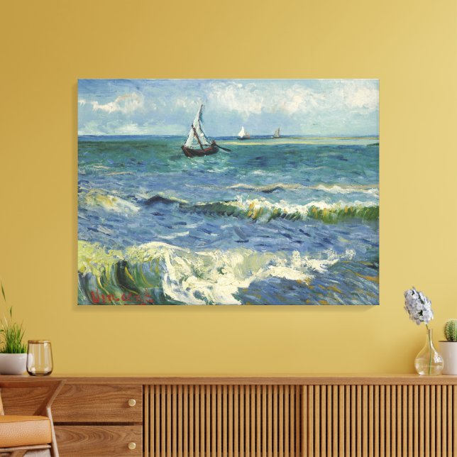 Vincent van Gogh - Havsutsikt Nära Saintes Maries Canvastryck (Insitu (Vardagsrum))