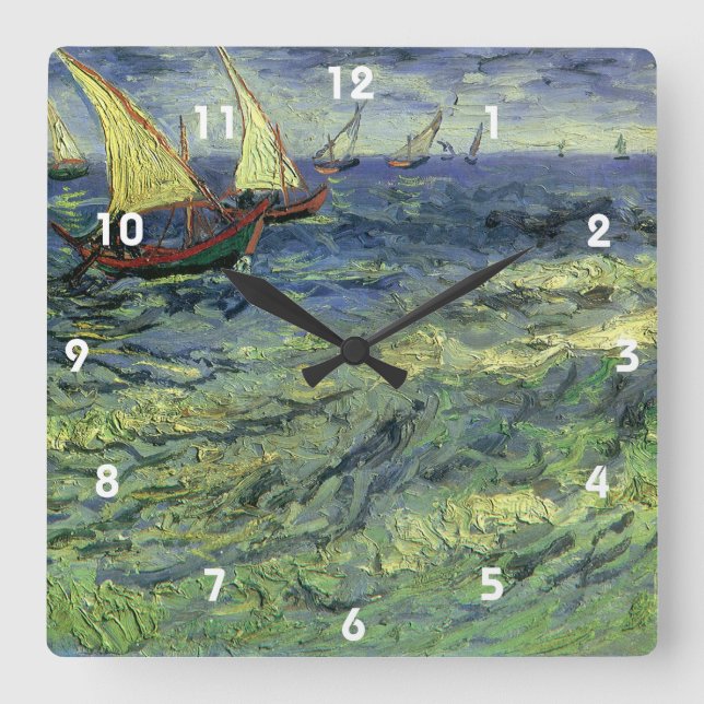 Vincent van Gogh - Havsutsikt vid Saintes Maries Fyrkantig Klocka (Framsida)