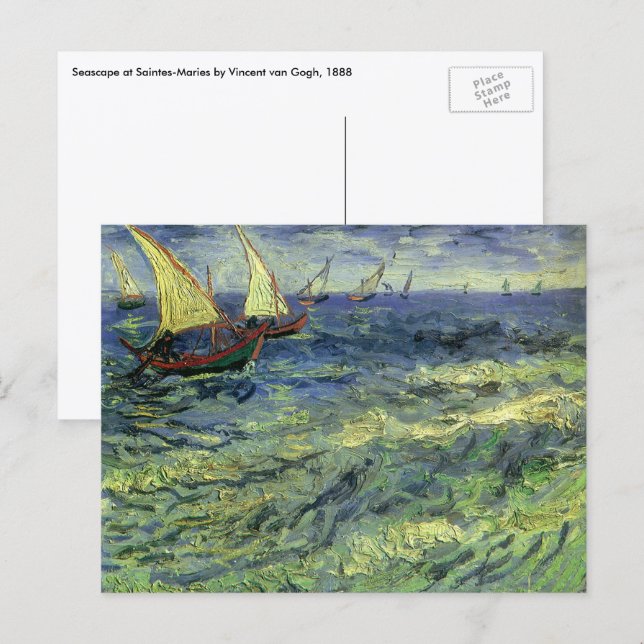 Vincent van Gogh - Havsutsikt vid Saintes Maries Vykort (Fram/baksida)