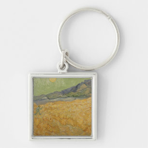 Vincent van Gogh Hjulfält med rabatt, 1889 Fyrkantig Silverfärgad Nyckelring