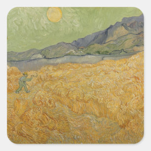 Vincent van Gogh  Hjulfält med rabatt, 1889 Fyrkantigt Klistermärke