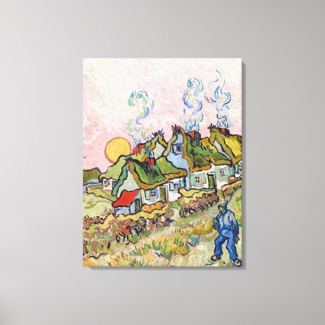 Vincent van Gogh - Houses och Figur Canvastryck (Framsida)