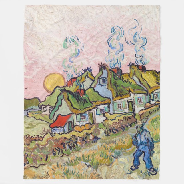 Vincent van Gogh - Houses och Figur Fleecefilt (Framsidan)
