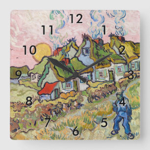 Vincent van Gogh - Houses och Figur Fyrkantig Klocka