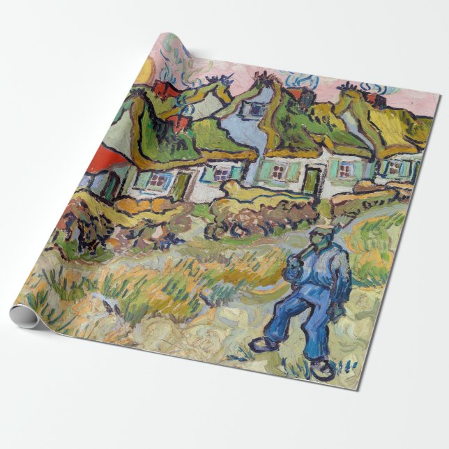 Vincent van Gogh - Houses och Figur Presentpapper (Utrullad)