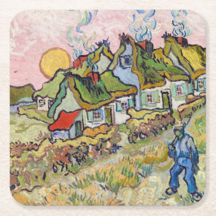 Vincent van Gogh - Houses och Figur Underlägg Papper Kvadrat