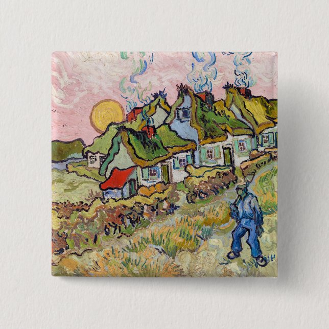 Vincent van Gogh - Hus och figur  Knapp (Framsida)