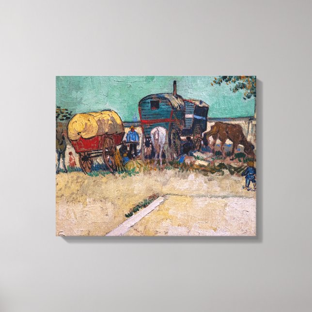 Vincent Van Gogh - Husvagnar, Zigenarläger nära Ar Canvastryck (Framsida)