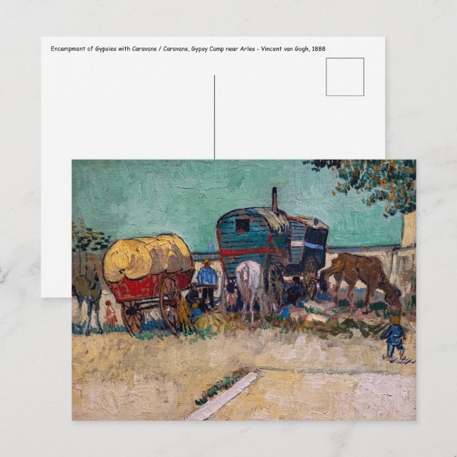 Vincent Van Gogh - Husvagnar, Zigenarläger nära Ar Vykort (Fram/baksida)
