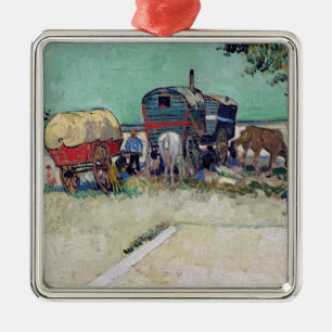 Vincent Van Gogh husvagnarna, zigensk Encampment Julgransprydnad Metall