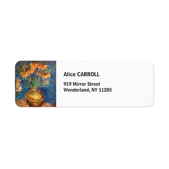 Vincent van Gogh - Imperial Fritillaries Returadress Etikett (Framsidan)