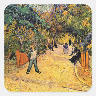 Vincent van Gogh - Ingång till offentlig park, Arl Fyrkantigt Klistermärke