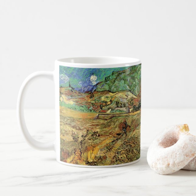 Vincent van Gogh - Inhägnat sädesfält med bonde Kaffemugg (Med munk)