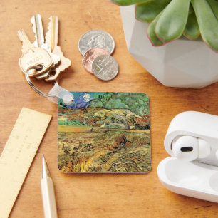 Vincent van Gogh - Inhägnat sädesfält med bonde Nyckelring
