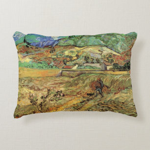 Vincent van Gogh - Inhägnat sädesfält med bonde Prydnadskudde