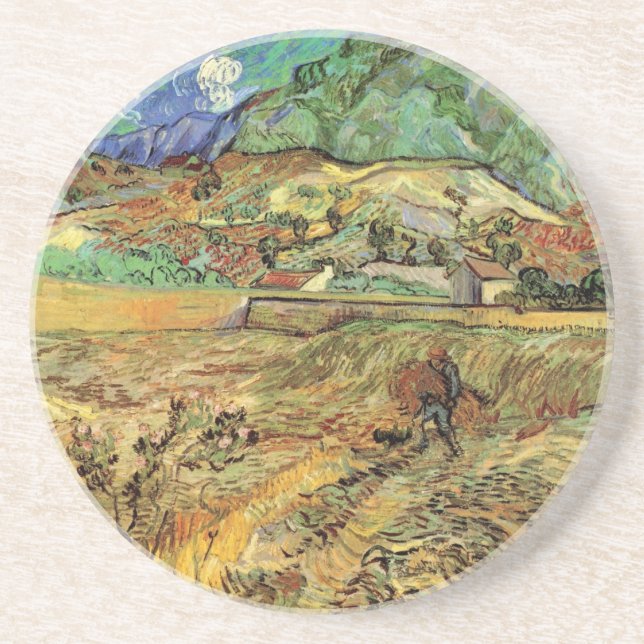 Vincent van Gogh - Inhägnat sädesfält med bonde Underlägg (Framsidan)
