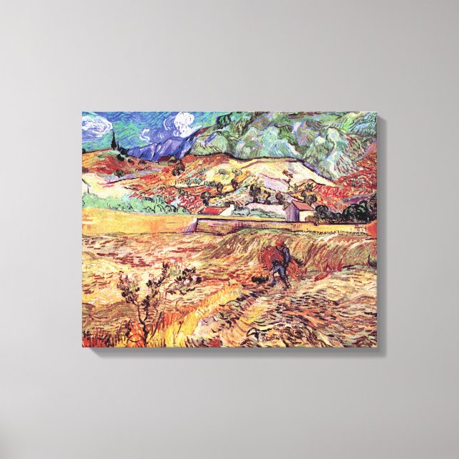 Vincent Van Gogh - Inhägnat vetefält Fine Art Canvastryck (Framsida)