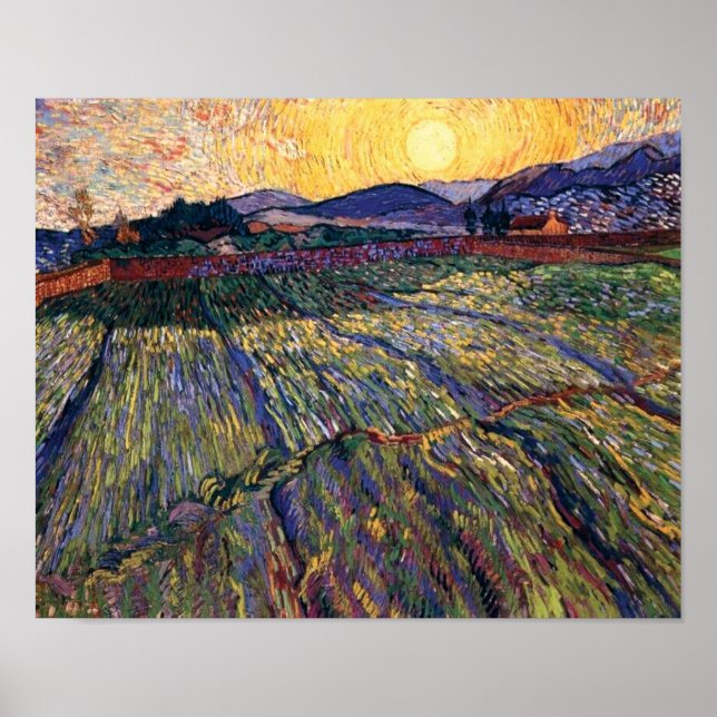 Vincent Van Gogh - Innesluten Fält med Stigning So Poster (Framsidan)
