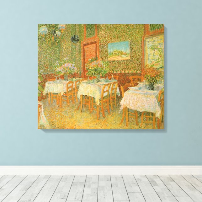 Vincent van Gogh - Interiör från en restaurang Canvastryck (Insitu (trägolv))
