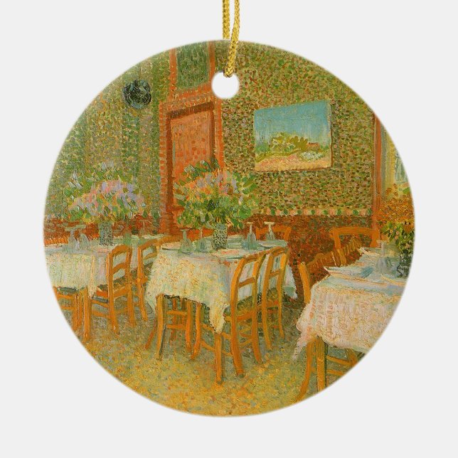 Vincent van Gogh - Interiör från en restaurang Julgransprydnad Keramik (Framsidan)