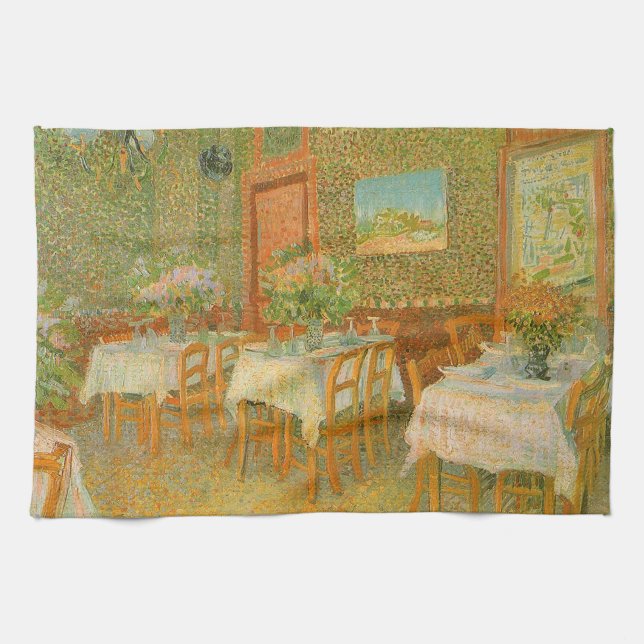 Vincent van Gogh - Interiör från en restaurang Kökshandduk (Horisontell)