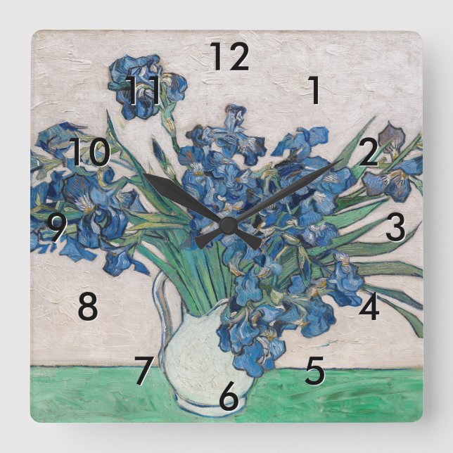 Vincent van Gogh - Iris Fyrkantig Klocka (Framsida)