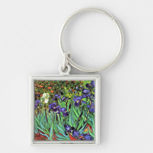 Vincent Van Gogh - Irisar - Flower Lover Fine Art Fyrkantig Silverfärgad Nyckelring