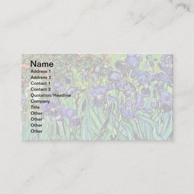 Vincent Van Gogh - Irisar - Flower Lover Fine Art Visitkort (Framsida)