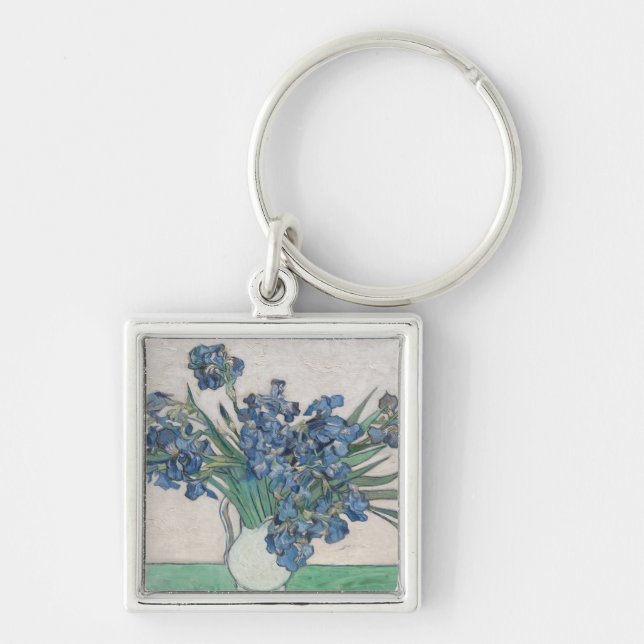 Vincent Van Gogh | Irises, 1890 Fyrkantig Silverfärgad Nyckelring (Framsidan)