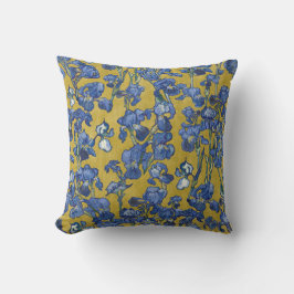 Vincent Van Gogh Irises Cobalt Blue Mustard Yellow Kudde