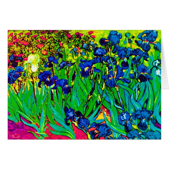 Vincent Van Gogh - Irises - Flower Älskare Pop Art Hälsningskort (Framsidan Horizontal)