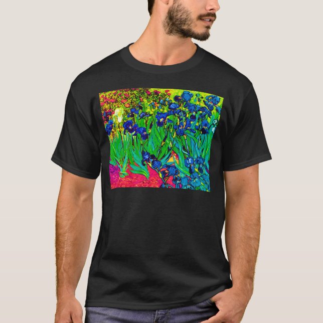 Vincent Van Gogh - Irises - Flower Älskare Pop Art T-shirt (Framsida)