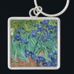 Vincent Van Gogh - Irises Fyrkantig Silverfärgad Nyckelring<br><div class="desc">Irises/Iris - Vincent Van Gogh,  1889</div>