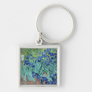Vincent van Gogh Irises Fyrkantig Silverfärgad Nyckelring
