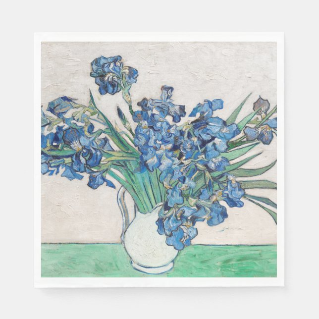 Vincent Van Gogh Irises. Impressionistisk blommigt Pappersservett (Framsidan)