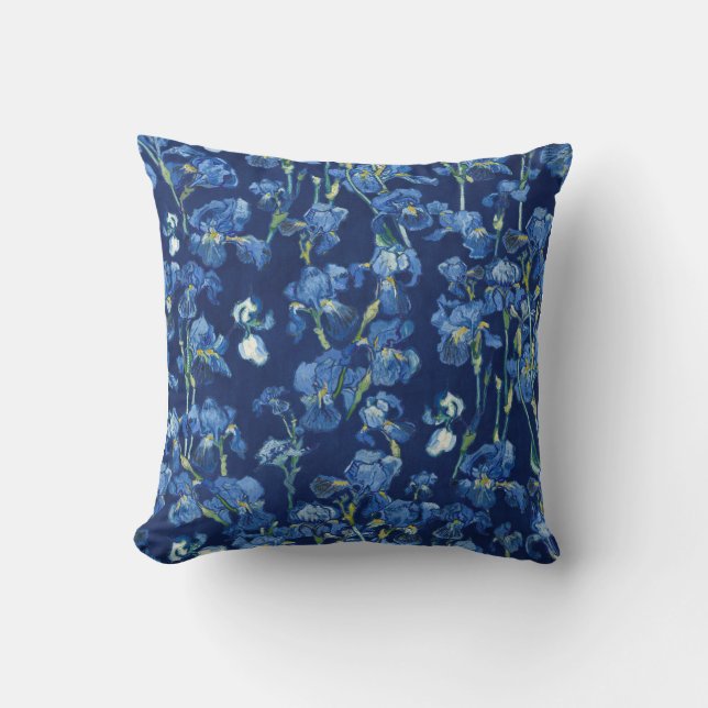 Vincent Van Gogh Irises Koboltblå Marinblå Kudde (Framsida)