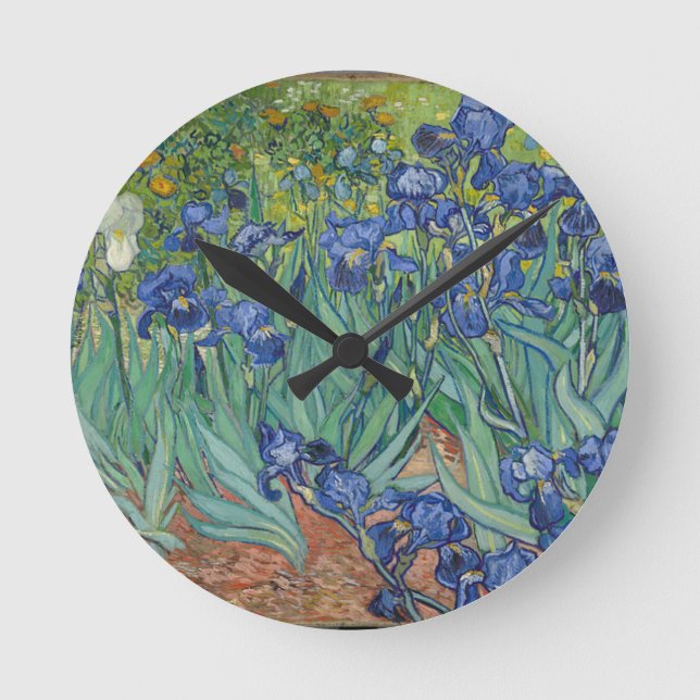 Vincent Van Gogh Irises Painting Flowers Art Work Rund Klocka (Framsida)