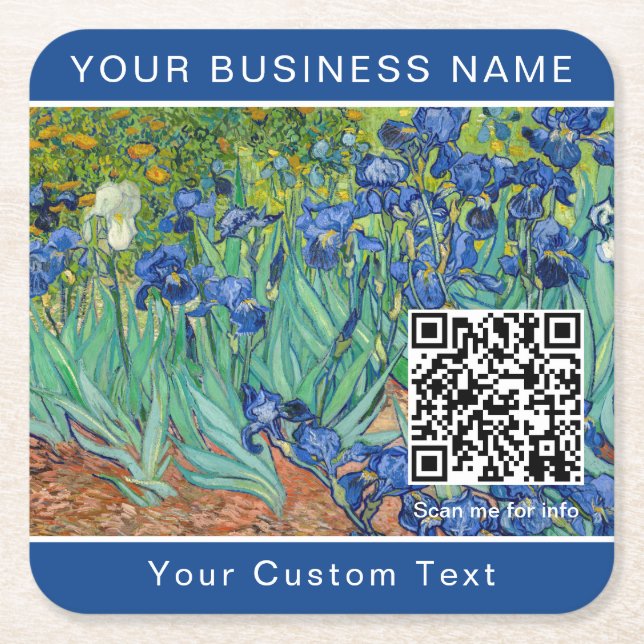 Vincent Van Gogh - Irises - QR-kod Underlägg Papper Kvadrat (Framsidan)