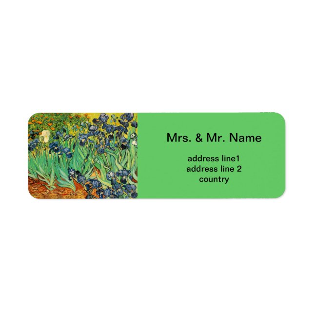Vincent van Gogh,Irises Returadress Etikett (Framsidan)