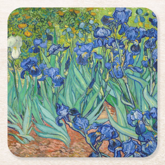 Vincent Van Gogh - Irises Underlägg Papper Kvadrat (Framsidan)