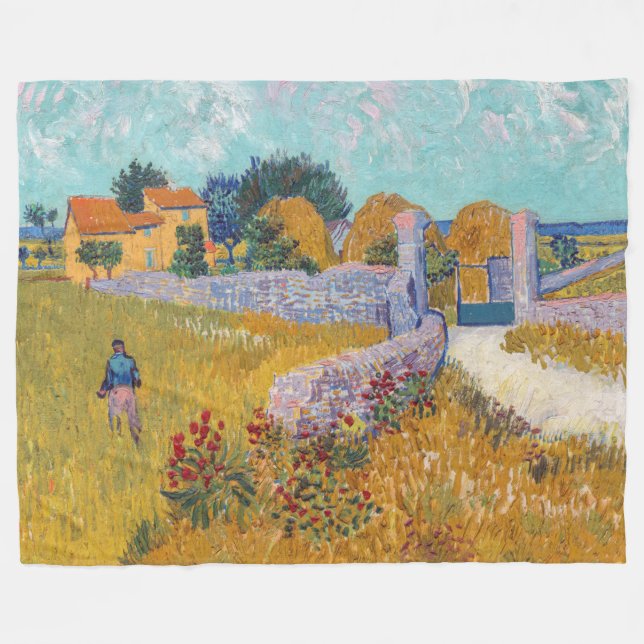 Vincent van Gogh - Jordbrukshus i Provence Fleecefilt (Framsidan (Horisontell))