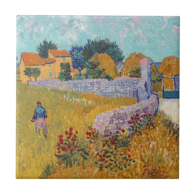 Vincent van Gogh - Jordbrukshus i Provence Kakelplatta (Framsidan)