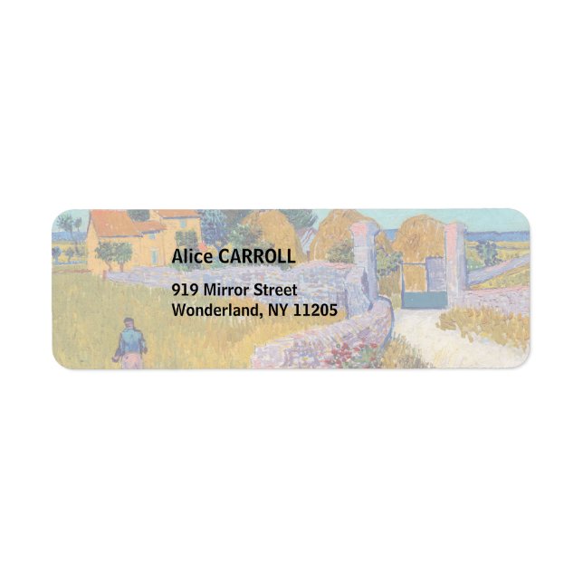Vincent van Gogh - Jordbrukshus i Provence Returadress Etikett (Framsidan)
