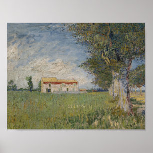 Vincent van Gogh - Jordbrukshus i Wheat Fält Poster