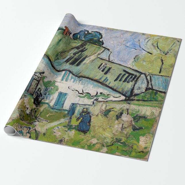 Vincent van Gogh - Jordbrukshus med Två Figurer Presentpapper (Utrullad)